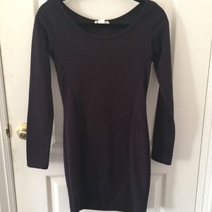 Element Purple Bodycon Ribbed Long Sleeve Dress